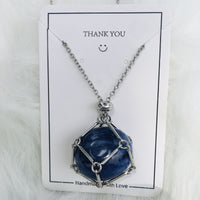 Small Natural Crystal Stone Bracelet Necklace - Iris-Lapis Lazuli-Silver-State of Style