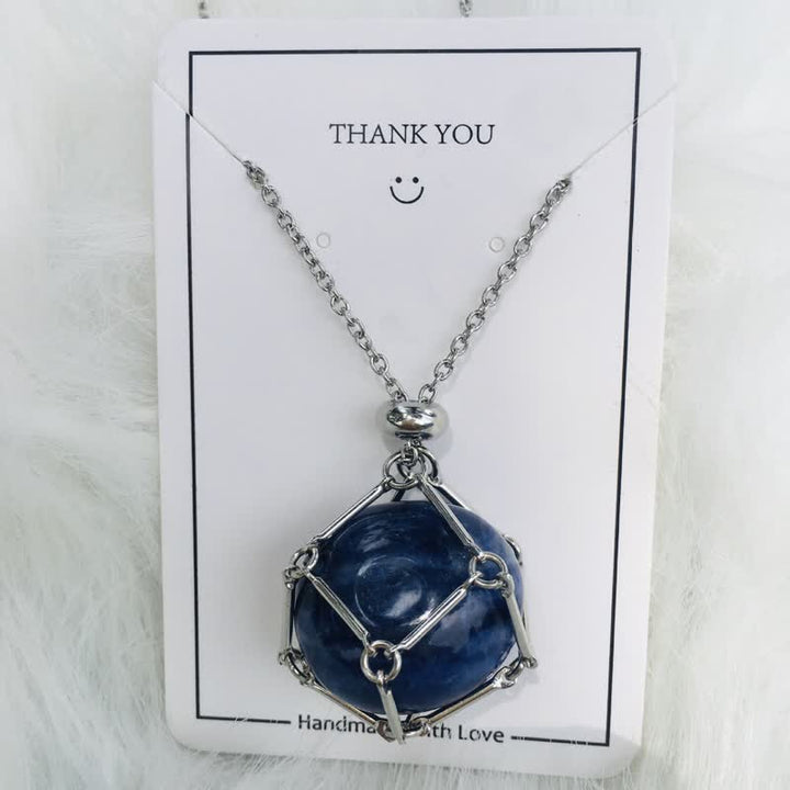 Small Natural Crystal Stone Bracelet Necklace - Iris-Lapis Lazuli-Silver-State of Style