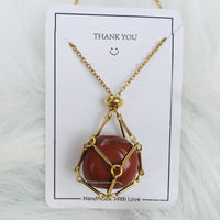 Small Natural Crystal Stone Bracelet Necklace - Iris-Red Jasper-Gold-State of Style