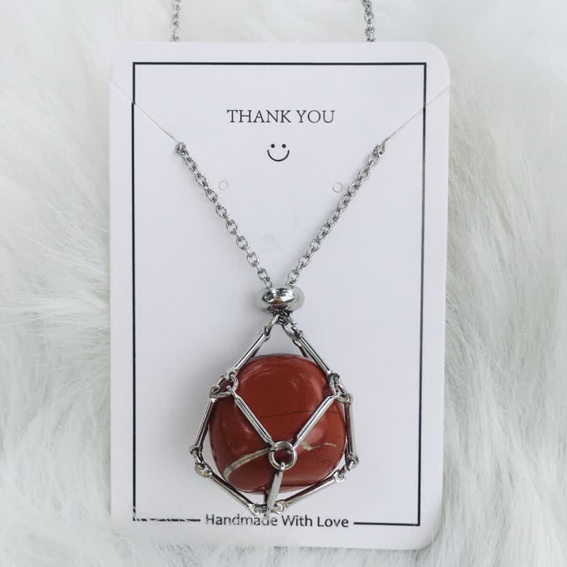Small Natural Crystal Stone Bracelet Necklace - Iris-Red Jasper-Silver-State of Style