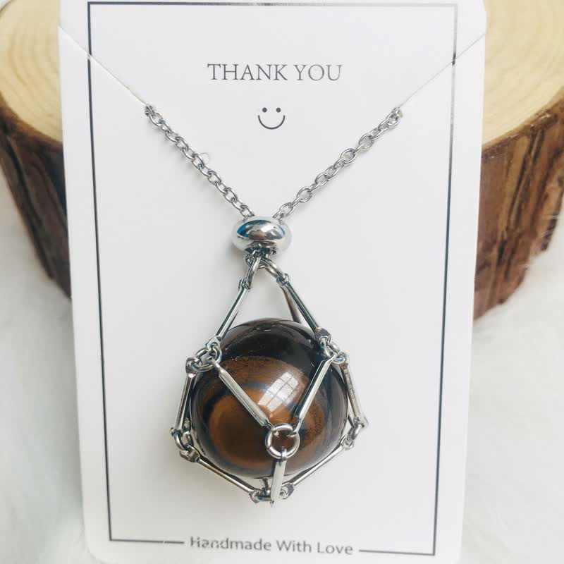 Small Natural Crystal Stone Bracelet Necklace - Iris-Tiger's eye-Silver-State of Style