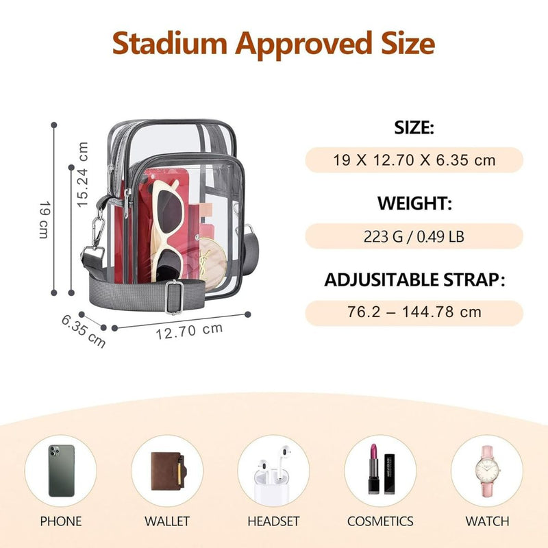 Small Transparent Handbag with Removable Strap - MiniVue-Black-State of Style