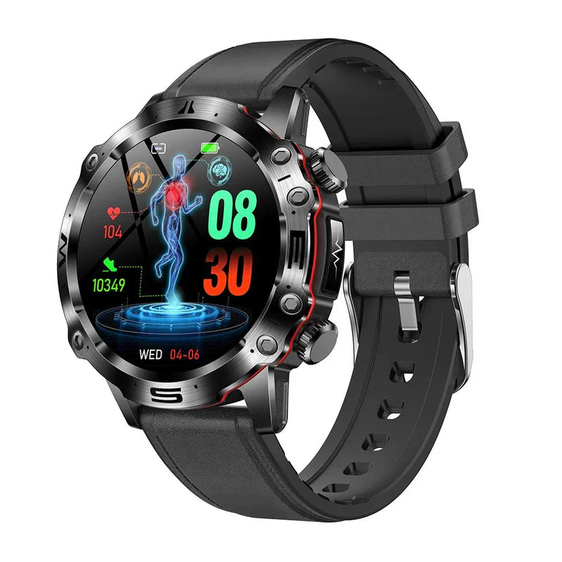 Smart Health Tracker with Glucose and ECG Measurement - HealthPro-Black Leather-State of Style