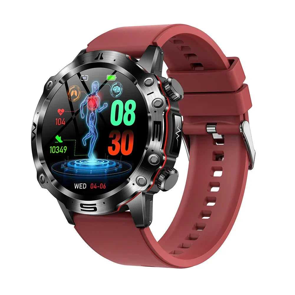Smart Health Tracker with Glucose and ECG Monitoring - HealthPro-Red-State of Style