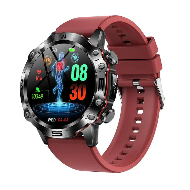 Smart Health Tracker with Glucose and ECG Monitoring - HealthPro-Red-State of Style