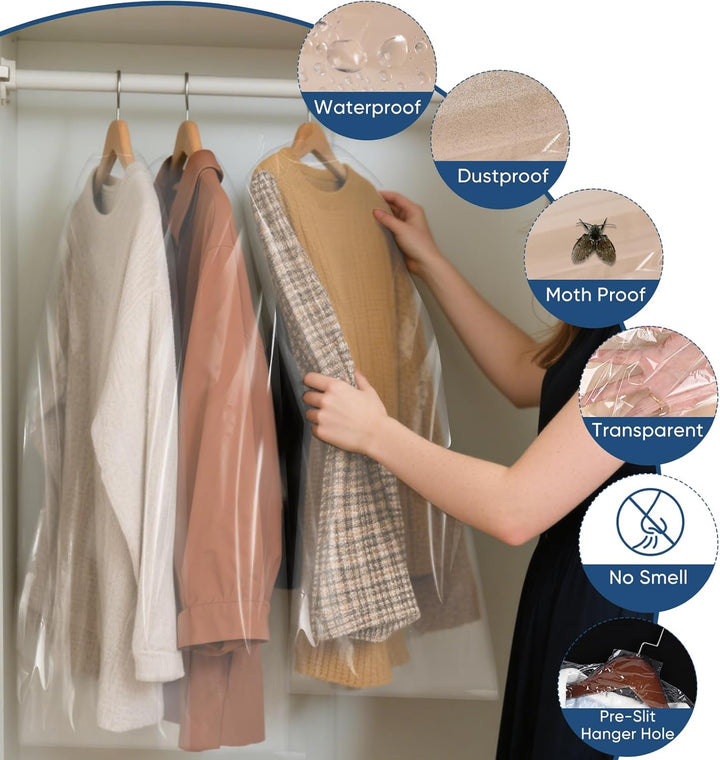 Clear Garment Bag Set – Set of Protective Covers for Clothes & Travel