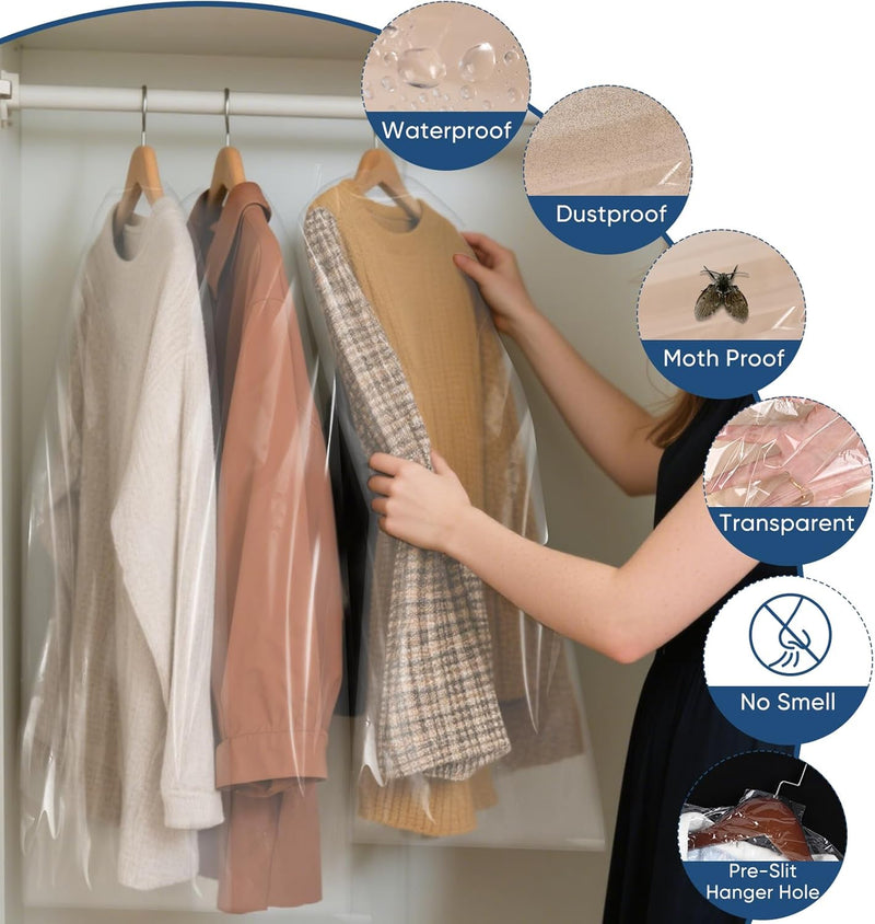 Clear Garment Bag Set – Set of Protective Covers for Clothes & Travel