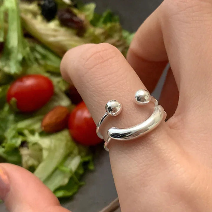 Smiley Adjustable Ring - Mila-Silver-State of Style