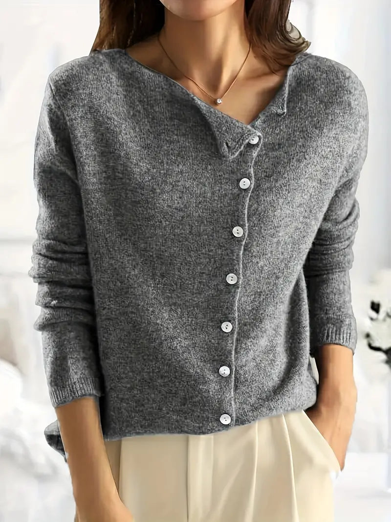 Smooth Asymmetrical Vest with Button Closure - Sienna-Dark Grey-S-State of Style