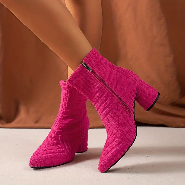 Smooth Ladies' Boots with Block Heel - Selene-Pink-3.5-State of Style