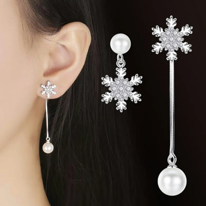 Snowflake Drop Earrings - Elegant Winter Jewellery-State of Style