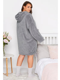 Snuggle Plus Oversized Teddy Hoodie Dress-Grey-3XL-State of Style