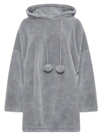 Snuggle Plus Oversized Teddy Hoodie Dress-Grey-3XL-State of Style