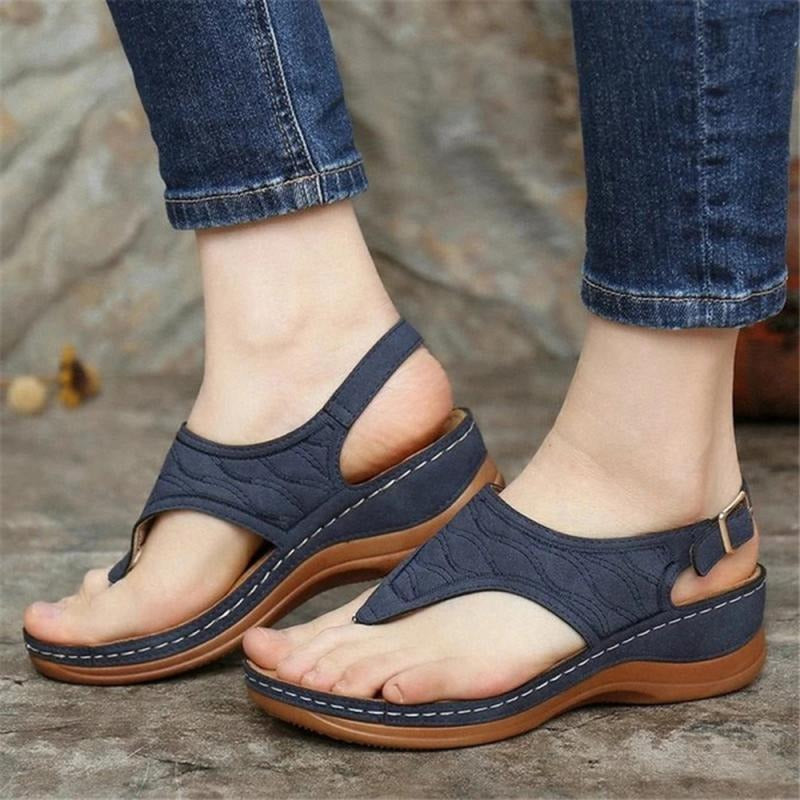 Sofia - Orthopedische Cognac Leren Sandalen-35-Bruin-State of Style