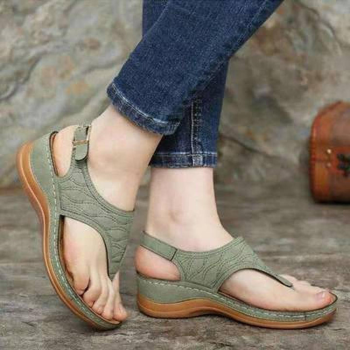 Sofia - Orthopedische Cognac Leren Sandalen-35-Groen-State of Style