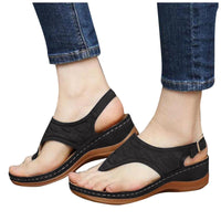 Sofia - Orthopedische Cognac Leren Sandalen-35-Zwart-State of Style