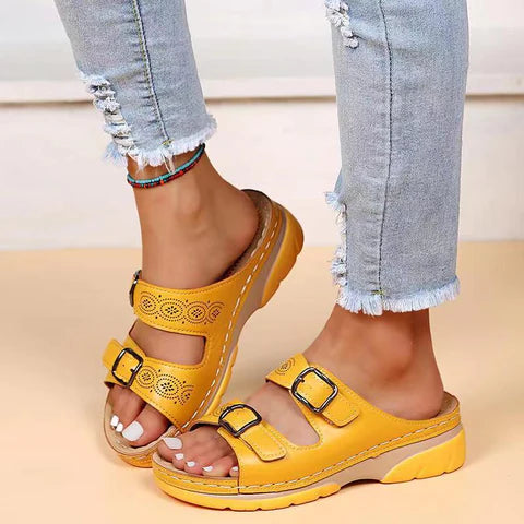 Sofia - Orthopedische Gele Zomer Slippers-Geel-34-State of Style
