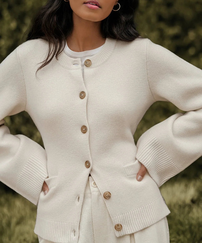 Soft Button-Up Sweater - Eveline-Beige-XS-State of Style