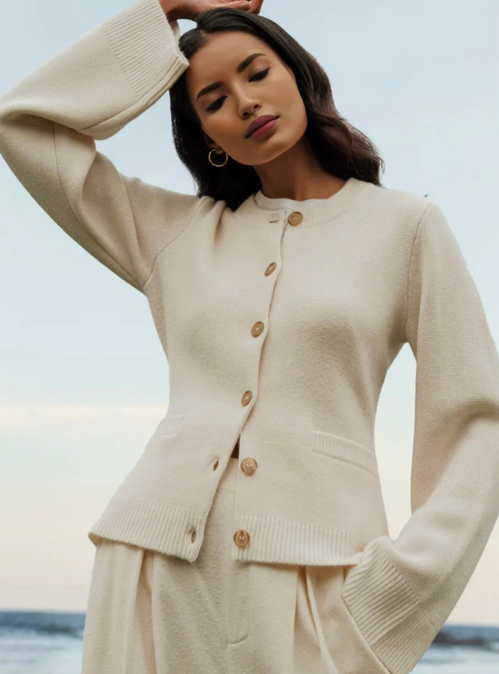 Soft Button-Up Sweater - Eveline-Beige-XS-State of Style