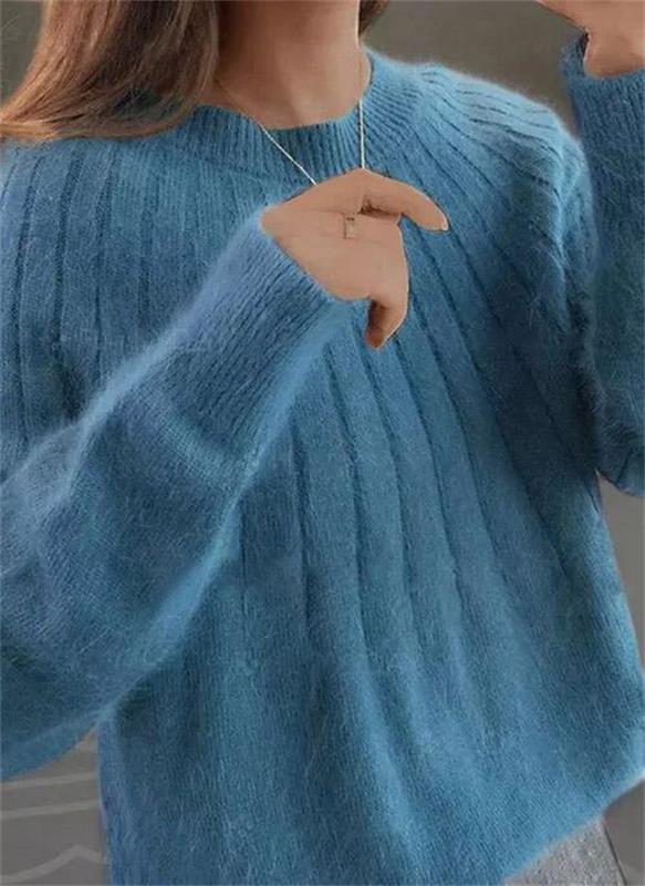 Soft Cashmere Knit Sweater - Sofie-Blue-S-State of Style