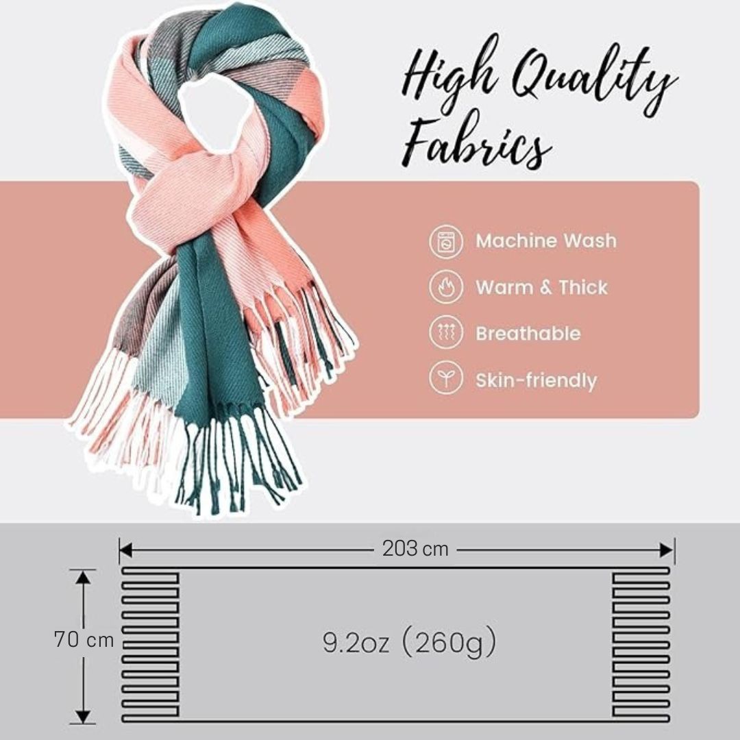 Soft Cashmere Winter Scarf - Martha-Pink Green Checked-State of Style