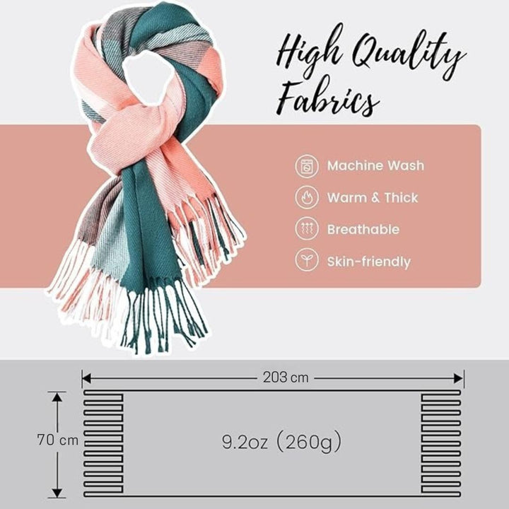 Soft Cashmere Winter Scarf - Martha-Pink Green Checked-State of Style