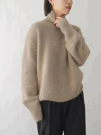 Soft Cashmere Women's Turtleneck - Seraphina-Khaki-S-State of Style