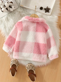 Soft checked fleece jacket Rowie for children – perfect for cool days-Pink-1-2Y-State of Style