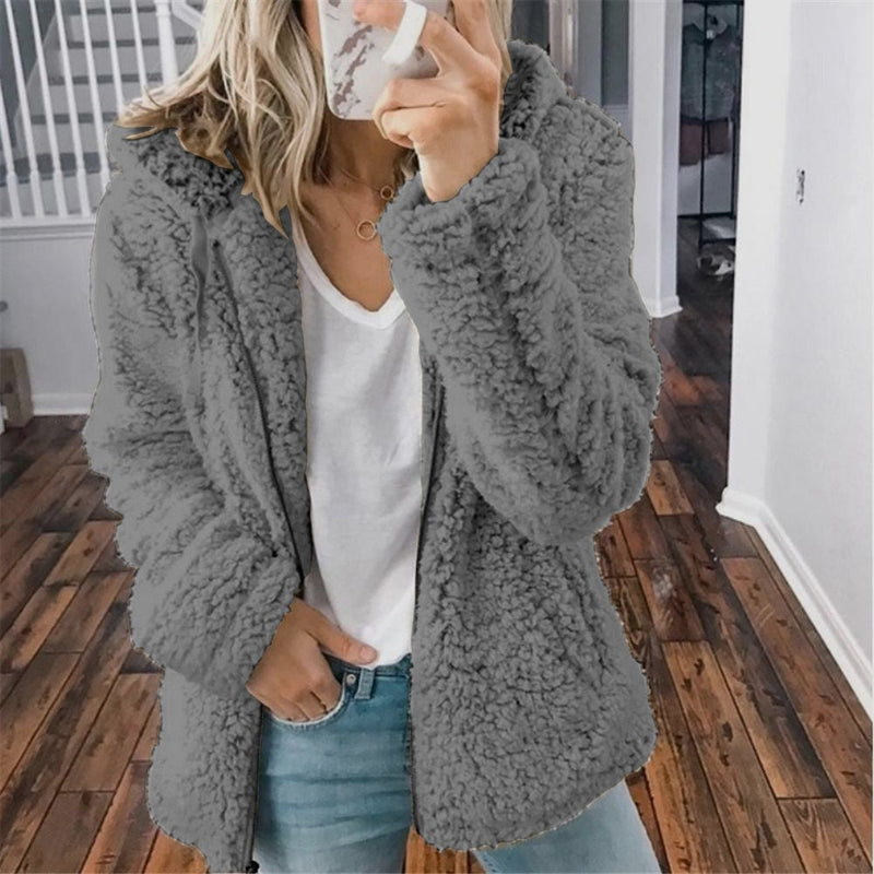 Soft Fleece Hoodie Cardigan | Warm Winter Pullover-Dark Gray-S-State of Style