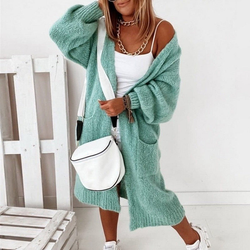 Soft Knit Oversized Women's Cardigan - Sienna-Green-XS-State of Style