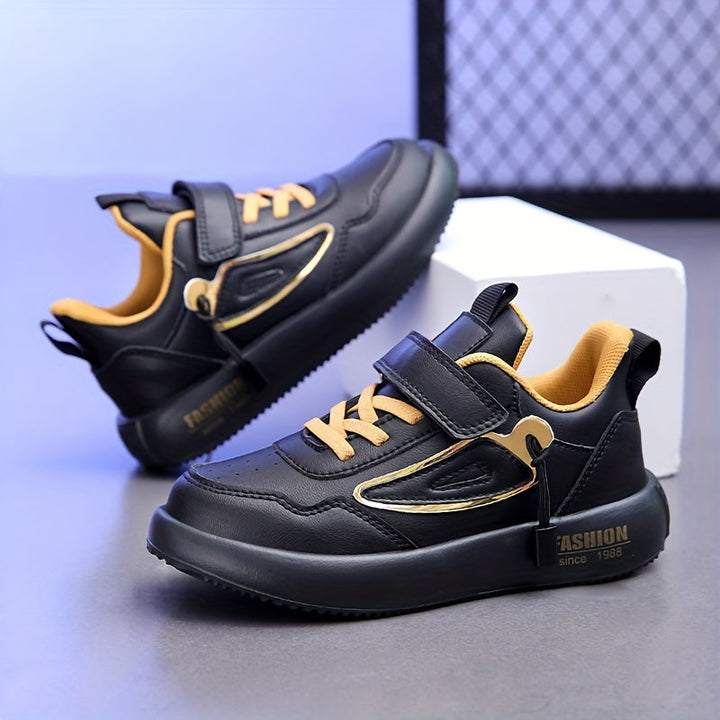 Soft Non-Slip Kids' Sneakers – Milo | For Comfort & Playful Fun Every Day-Black Gold-9-State of Style