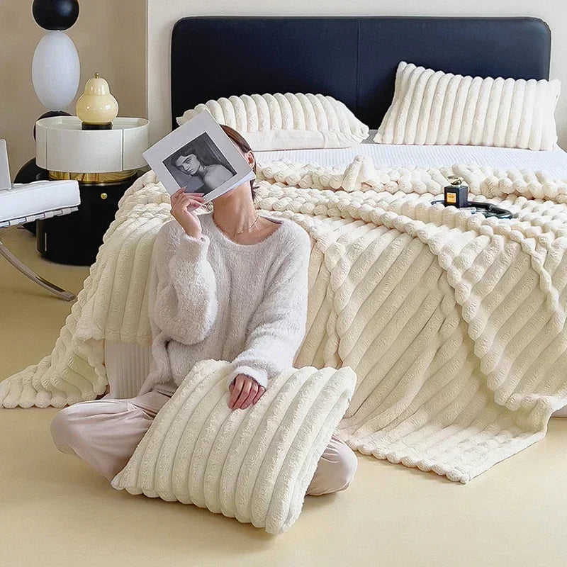 Soft Plush Maxi Blanket - LuxuraWrap-Cream-120x200 cm-State of Style