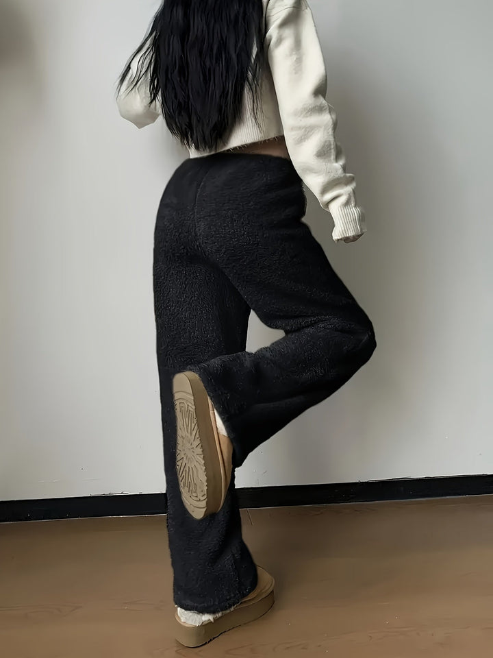 Soft Teddy Sherpa Lounge Pants for Ladies – Noémie-Beige-S-State of Style