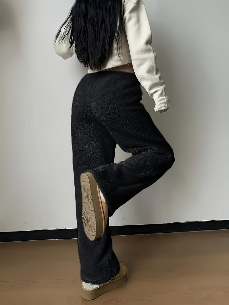 Soft Teddy Sherpa Lounge Pants for Ladies – Noémie-Beige-S-State of Style