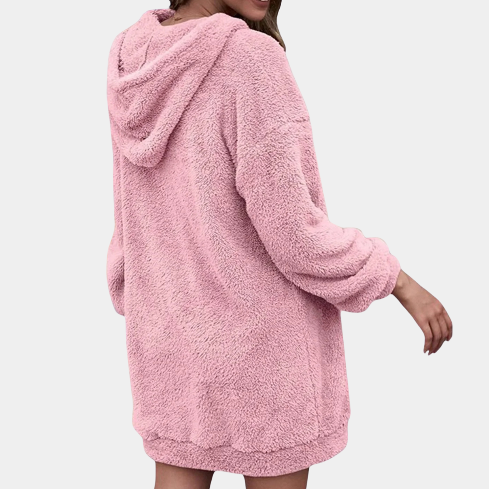 Soft Warm Winter Jumper with Zip for Women - Maëlle-Pink-XS-State of Style