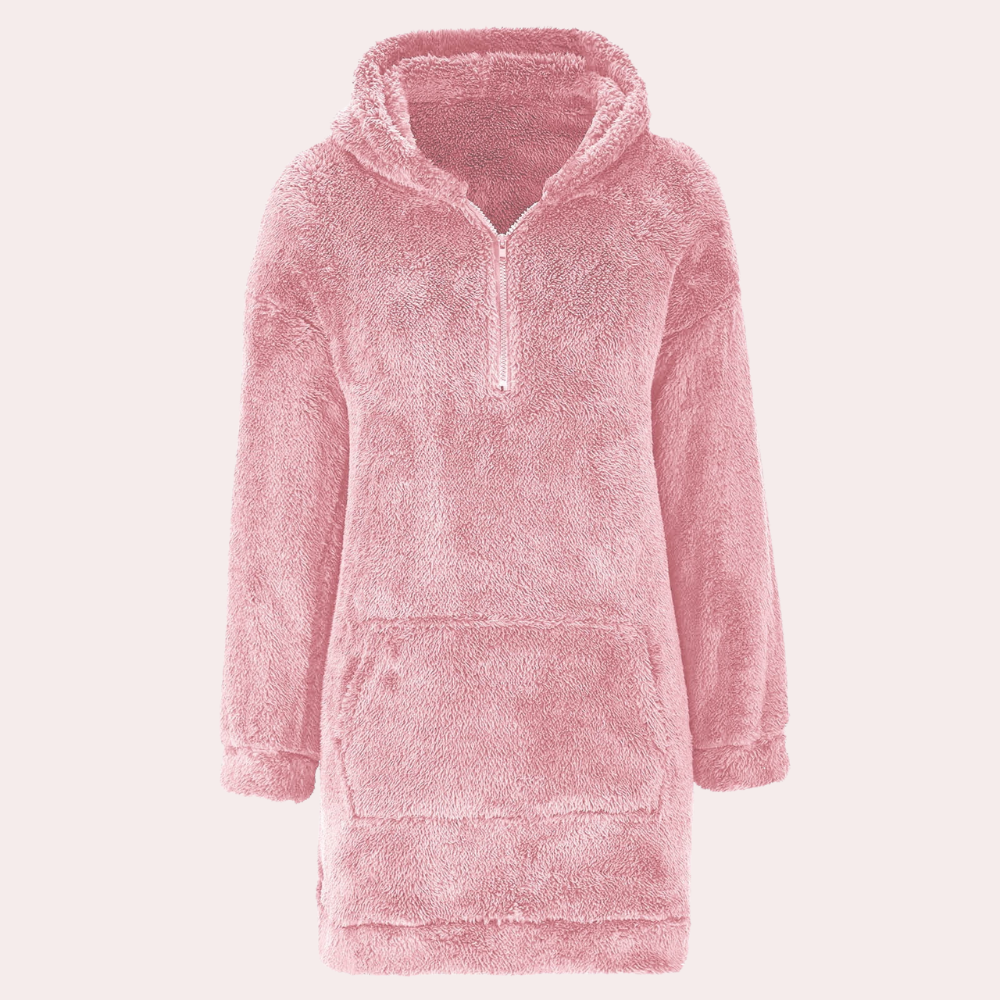 Soft Warm Winter Jumper with Zip for Women - Maëlle-Pink-XS-State of Style