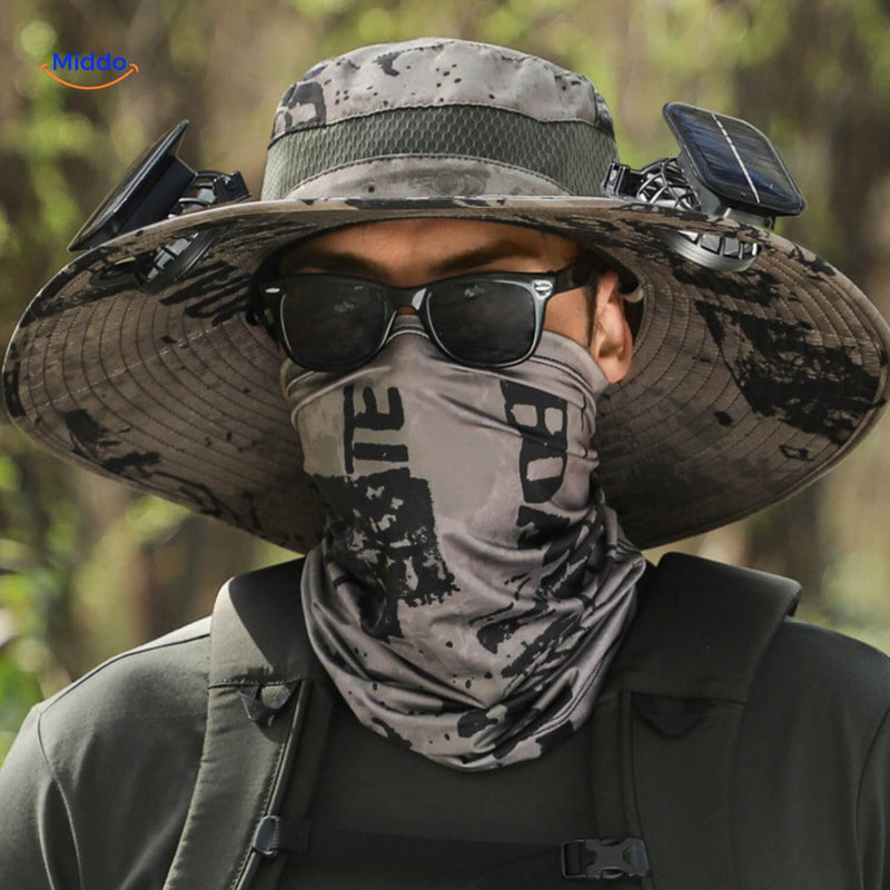Solar energy hat with fan and UV protection - SolarCool™ VentiHat-Black-State of Style