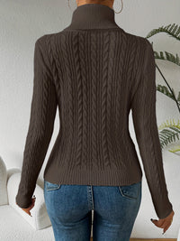 Solid Cable Knit Turtleneck Jumper for Women - Amara-White-S-State of Style