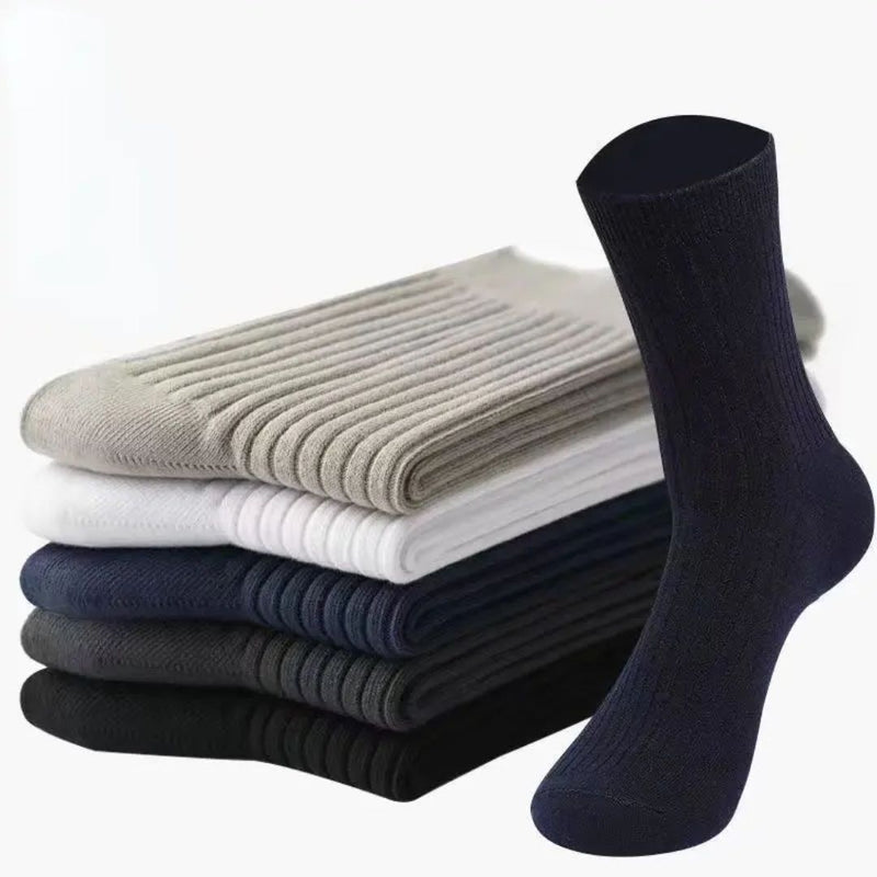Solid Colour Crew Socks | Comfortable and Durable-5 Pairs (Mixed Colours)-State of Style