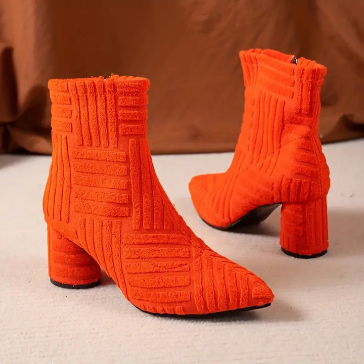 Solid-Coloured Women's Boots with Block Heel - Selene-Black-5-State of Style