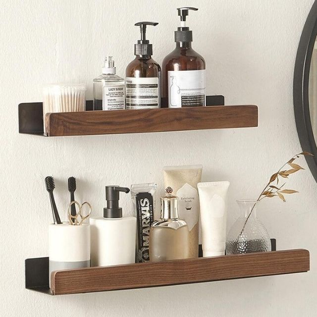Solid Wood Bathroom Shelf – WoodaFix-Brown-S (20cm)-State of Style