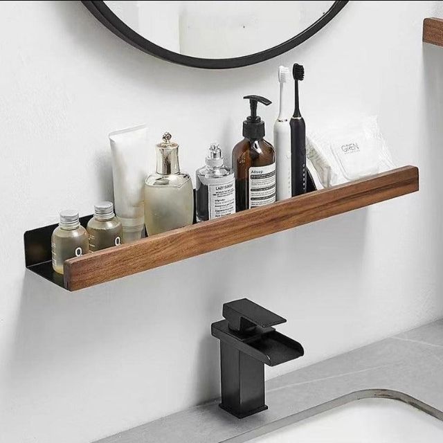 Solid Wood Bathroom Shelf – WoodaFix-Brown-S (20cm)-State of Style