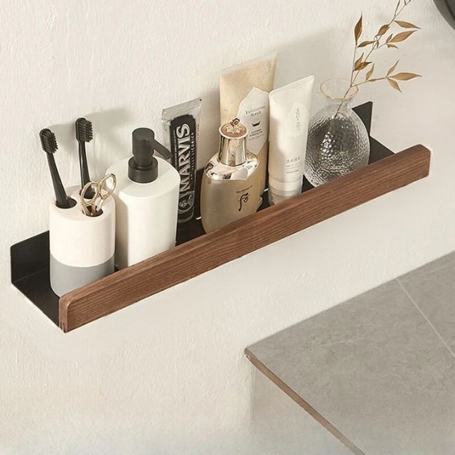 Solid Wood Bathroom Shelf – WoodaFix-Brown-S (20cm)-State of Style