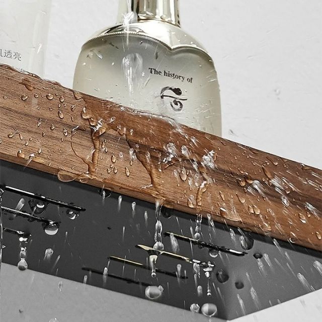 Solid Wood Bathroom Shelf – WoodaFix-Brown-S (20cm)-State of Style