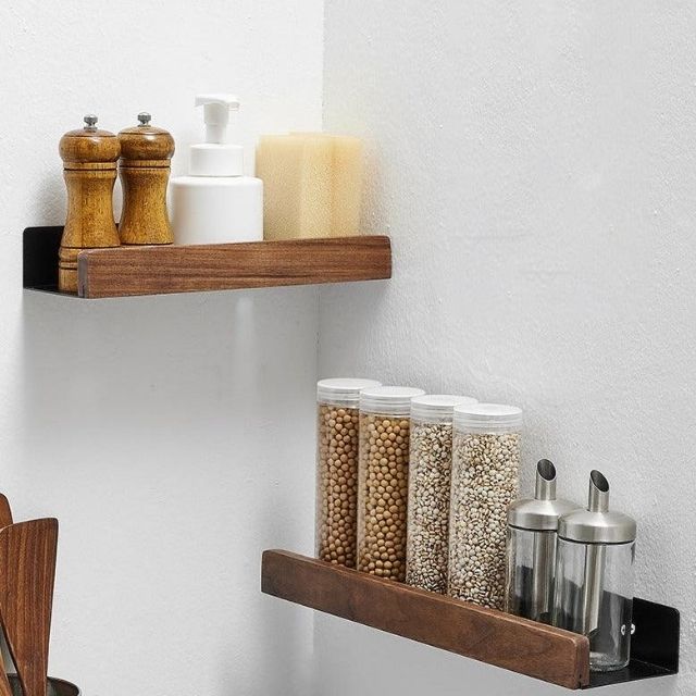 Solid Wood Bathroom Shelf – WoodaFix-Brown-S (20cm)-State of Style