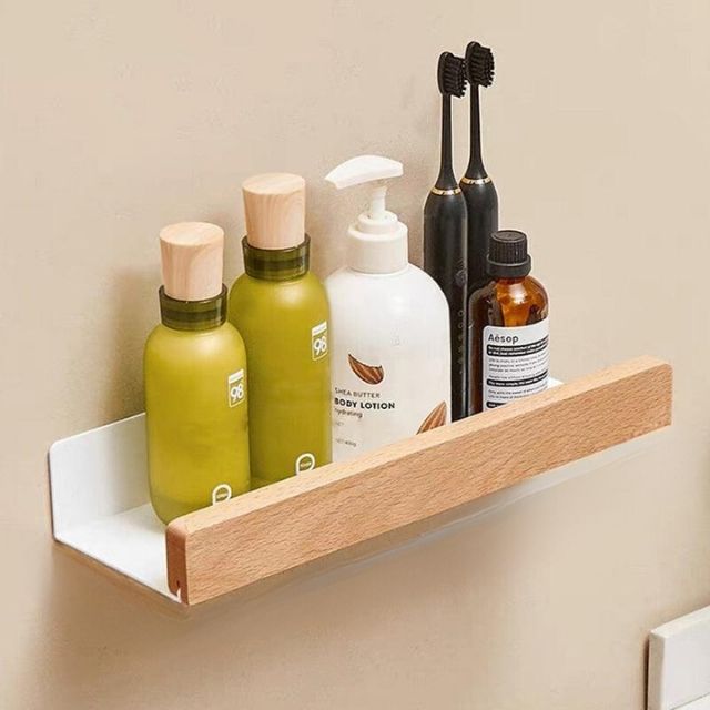 Solid Wood Bathroom Shelf – WoodaFix-Light brown-S (20cm)-State of Style