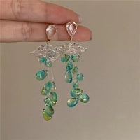 Sophia Crystal Flower Tassel Earrings-State of Style