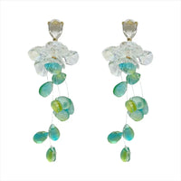 Sophia Crystal Flower Tassel Earrings-State of Style