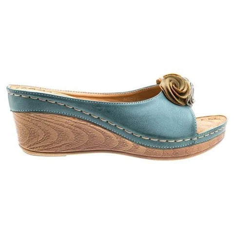 Sophia - Orthopedische Blauwe Bloemen Sleehakken-Blauw-33-State of Style