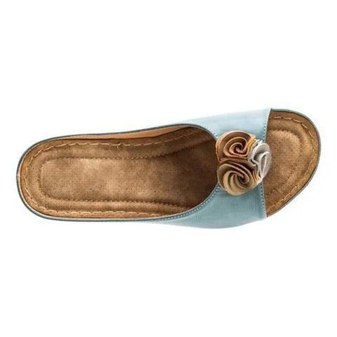 Sophia - Orthopedische Blauwe Bloemen Sleehakken-Blauw-33-State of Style